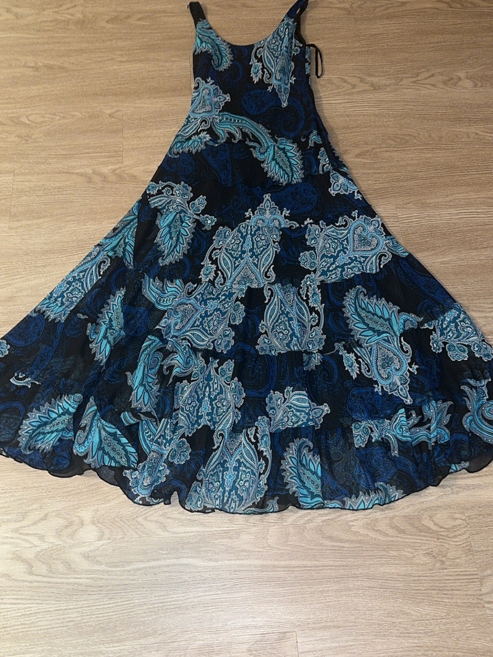 Jones New York Black and Teal Paisley Tiered Skirt